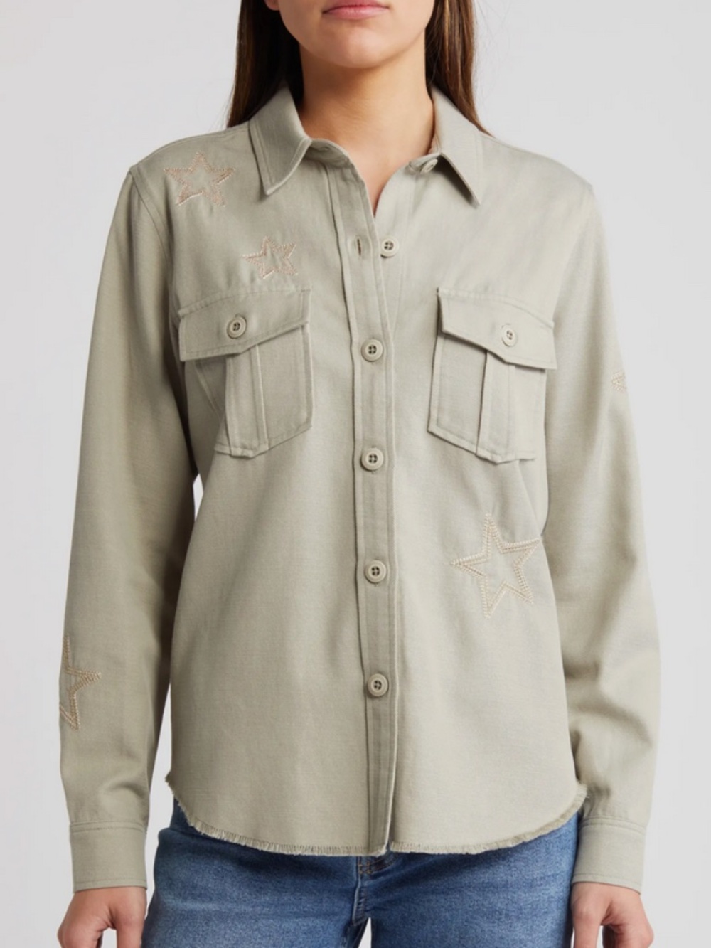 Rails Loren Twill Embroidered Star Utility Shirt Jacket Small NWT